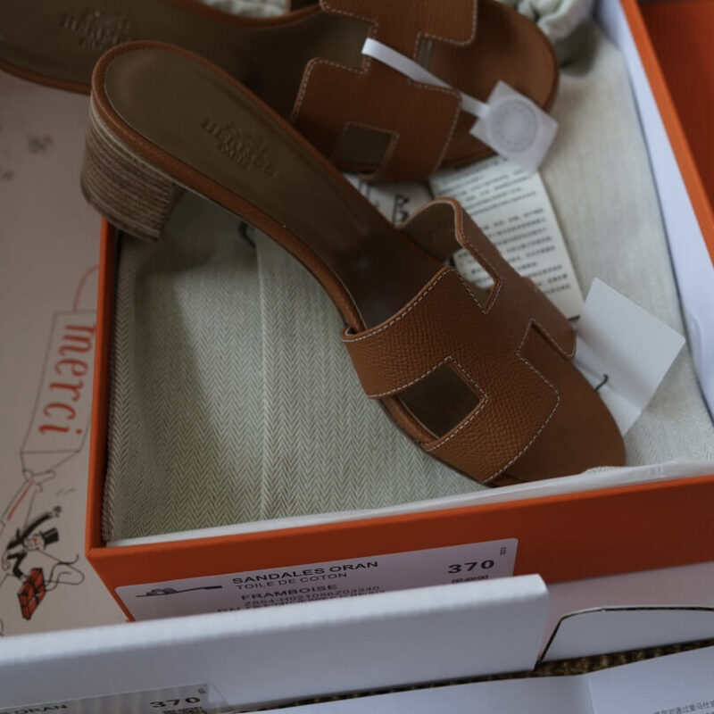Hermes Oasis Sandals with Gold Epsom Leather - Image 8