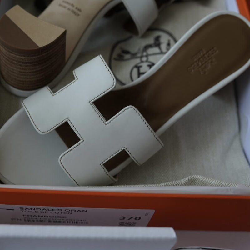 Hermes Oasis Sandals with White Box Leather - Image 4