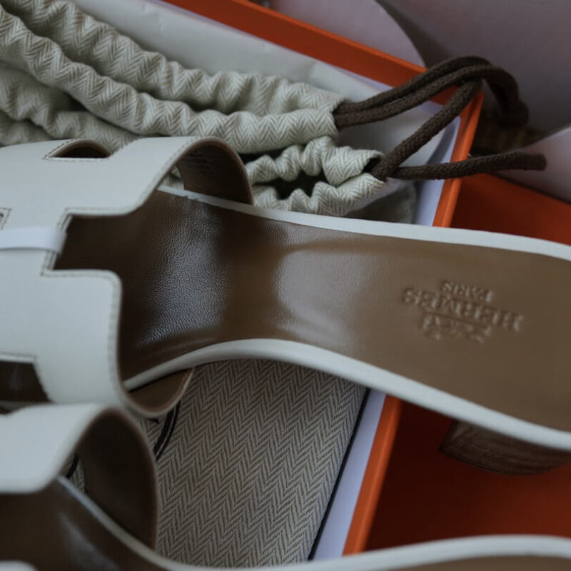 Hermes Oasis Sandals with White Box Leather - Image 5