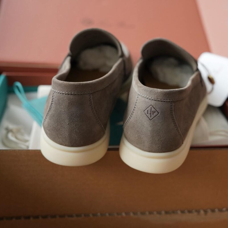 Loro Piana Summer Charms Walk Grey Suede Loafers - Image 3