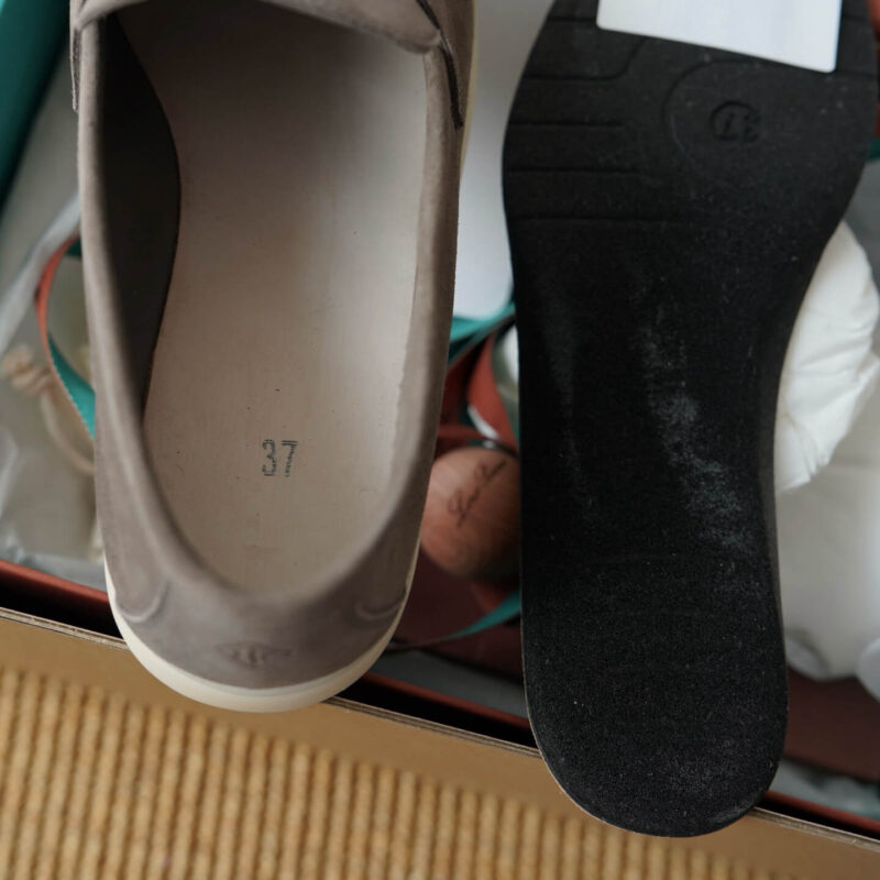 Loro Piana Summer Charms Walk Grey Suede Loafers - Image 4