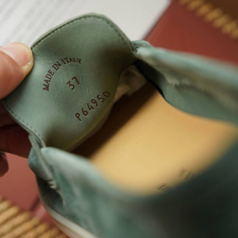 Loro Piana Summer Charms Walk Green Suede Loafers - Image 6