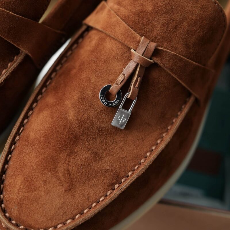 Loro Piana Summer Charms Red Brown Suede Loafers - Image 2