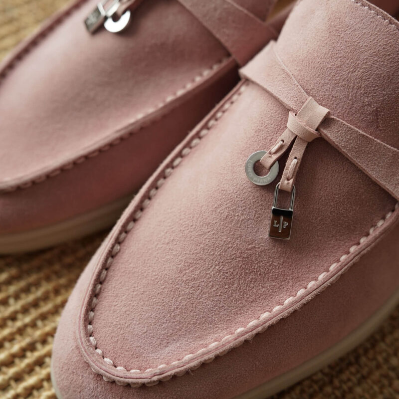 Loro Piana Summer Charms Pink Suede Loafers - Image 6