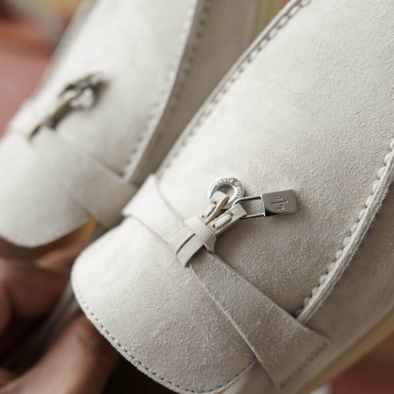 Loro Piana Summer Charms White Suede Loafers - Image 3