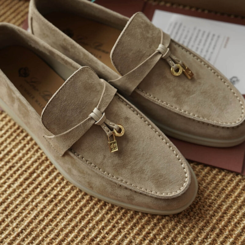Loro Piana Summer Charms Walk Sand Suede Loafers - Image 6