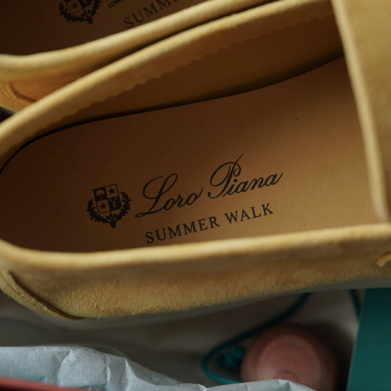 Loro Piana Summer Charms Walk Yellow Suede Loafers - Image 7