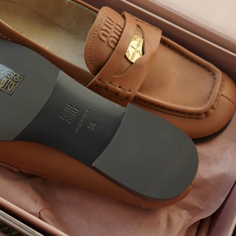 Miu Miu Penny Loafers with Brown Leather - Image 3