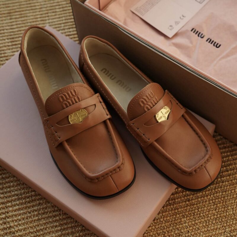 Miu Miu Penny Loafers with Brown Leather - Image 6