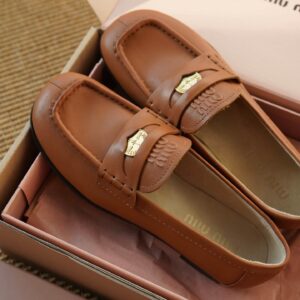 Miu Miu Penny Loafers with Brown Leather