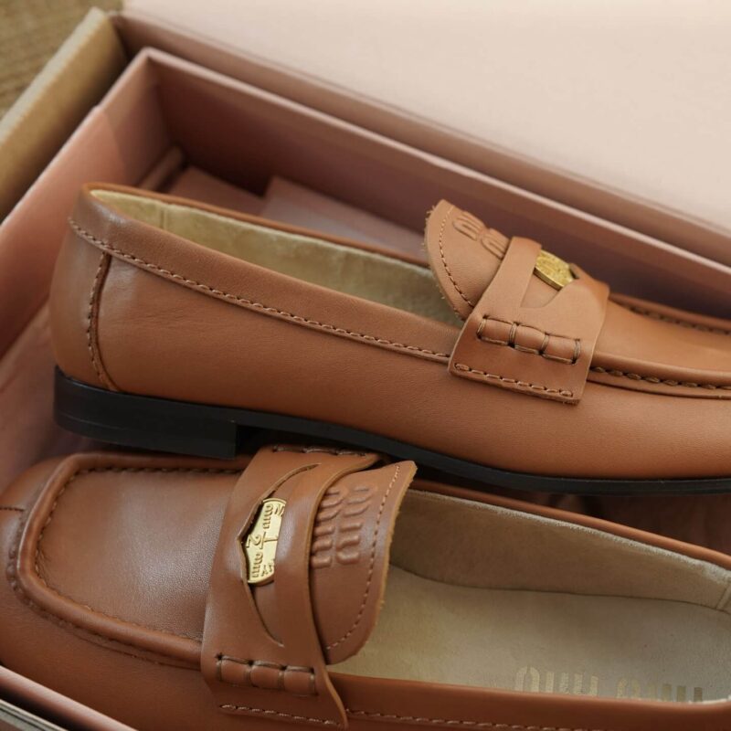 Miu Miu Penny Loafers with Brown Leather - Image 7