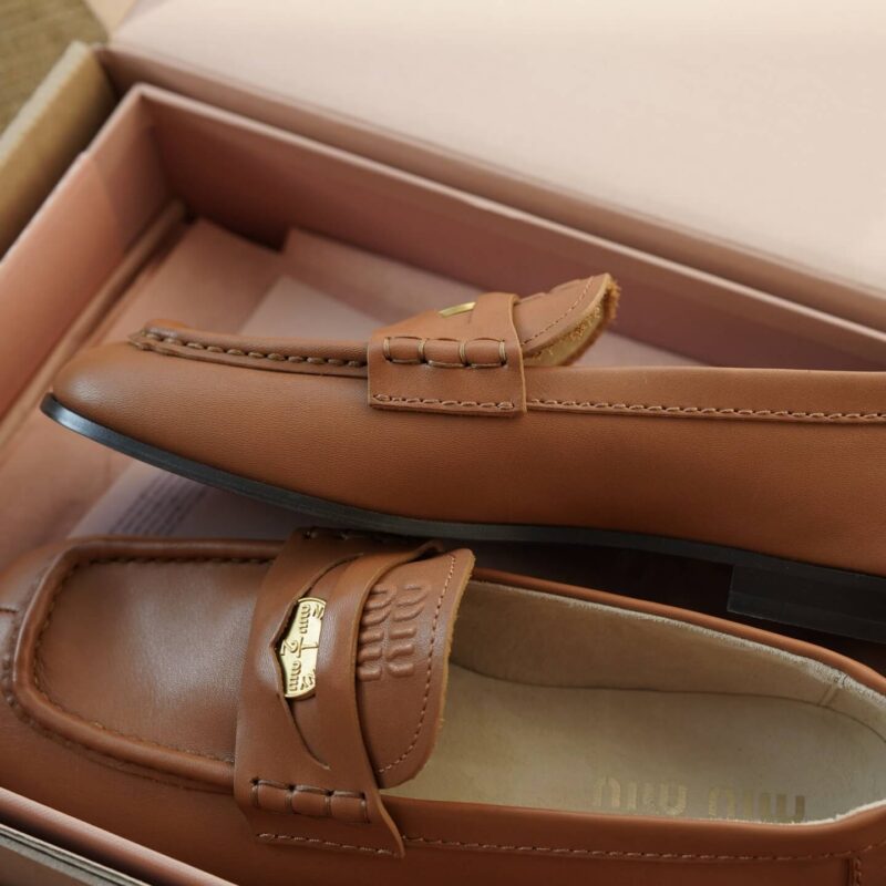 Miu Miu Penny Loafers with Brown Leather - Image 8