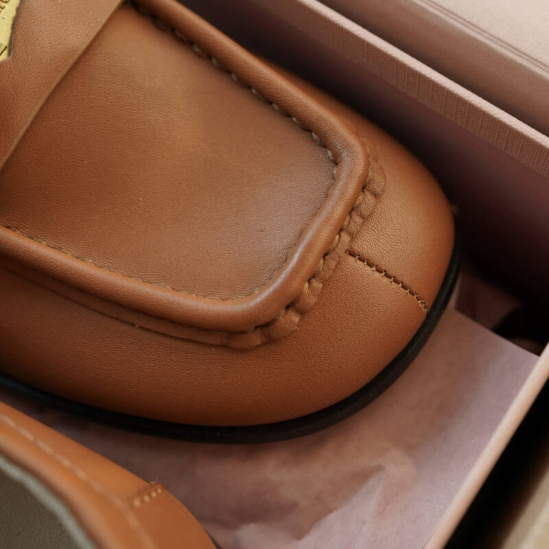 Miu Miu Penny Loafers with Brown Leather - Image 9