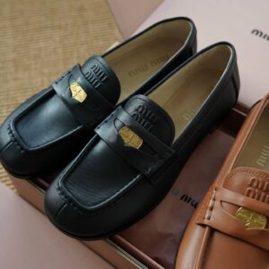 Miu Miu Penny Loafers with Black Leather