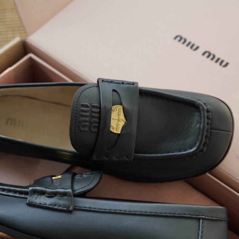 Miu Miu Penny Loafers with Black Leather - Image 2