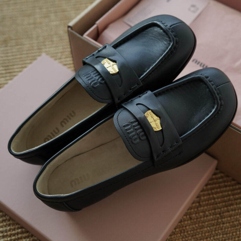 Miu Miu Penny Loafers with Black Leather - Image 3