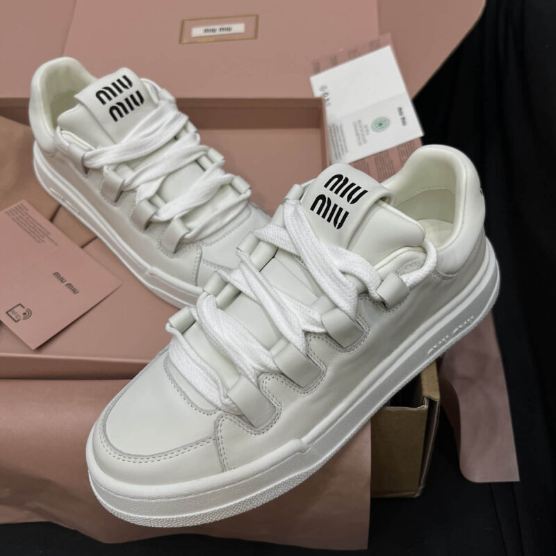 Miu Miu Sneaker with White Leather - Image 3