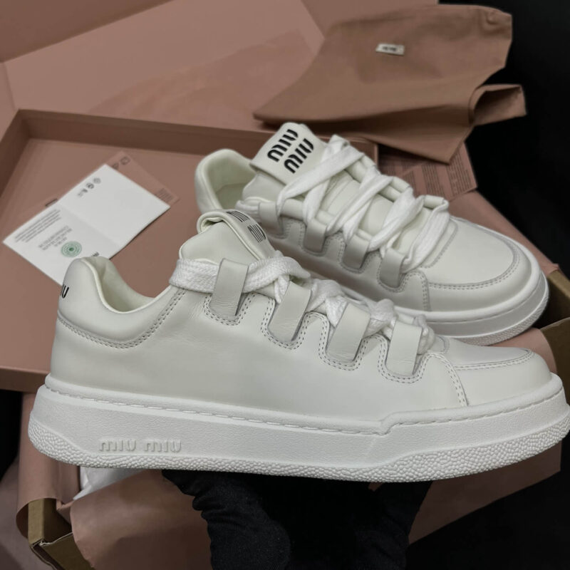 Miu Miu Sneaker with White Leather - Image 5