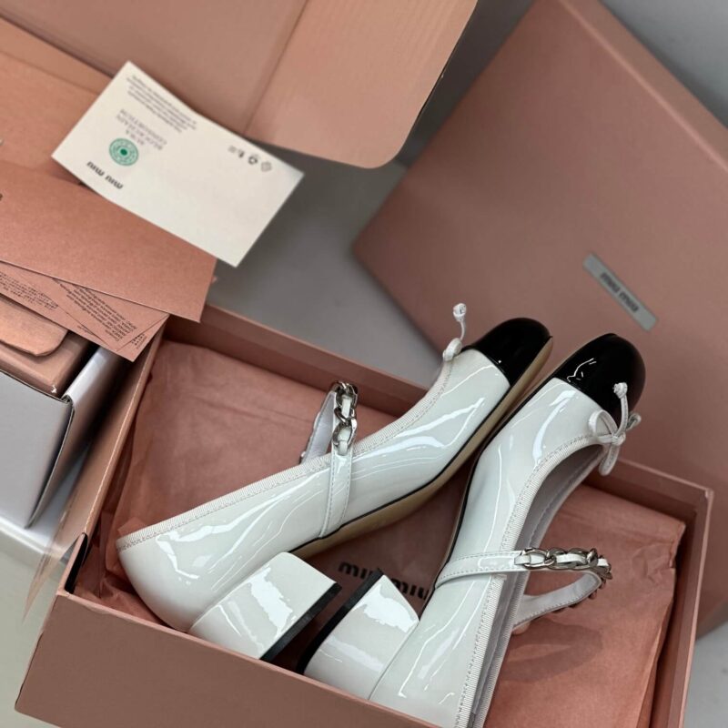 Miu Miu White Patent Leather Pumps - Image 2