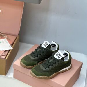 Miu Miu Tyre Technical Fabric Green Sneakers