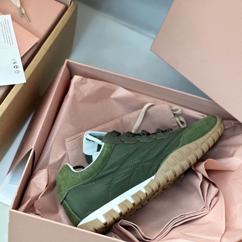 Miu Miu Tyre Technical Fabric  Green Sneakers - Image 2