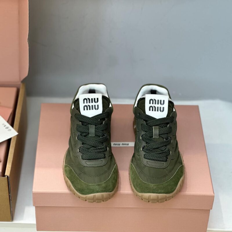 Miu Miu Tyre Technical Fabric  Green Sneakers - Image 4