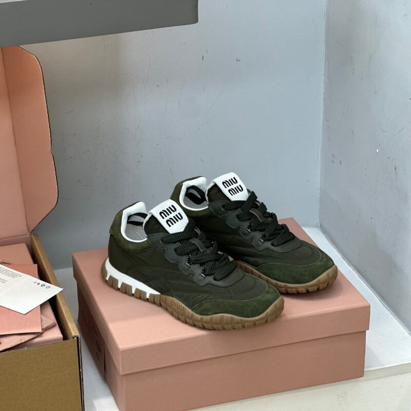 Miu Miu Tyre Technical Fabric  Green Sneakers - Image 5