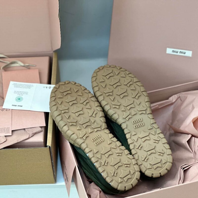 Miu Miu Tyre Technical Fabric  Green Sneakers - Image 9