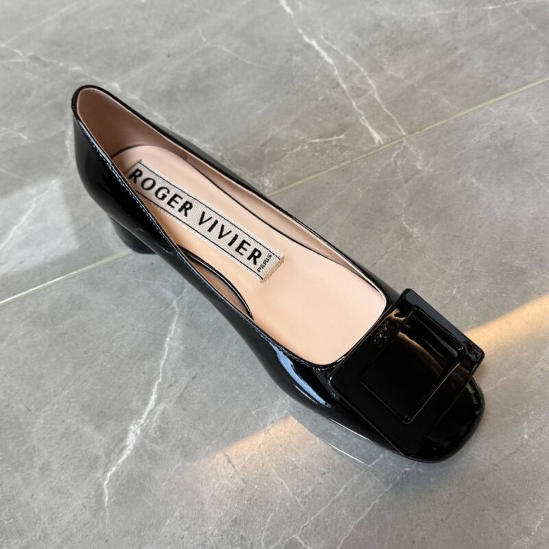 Roger Vivier Roundy Patent Leather Black Buckle Pumps - Image 3
