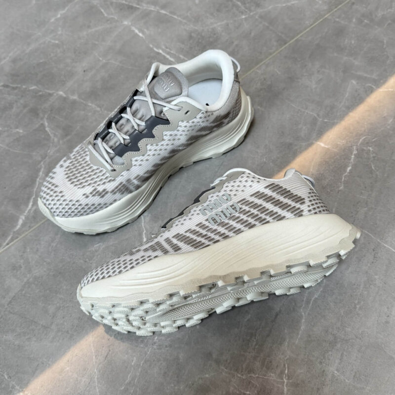 Miu Miu Grey Technical-mesh Sneakers - Image 2