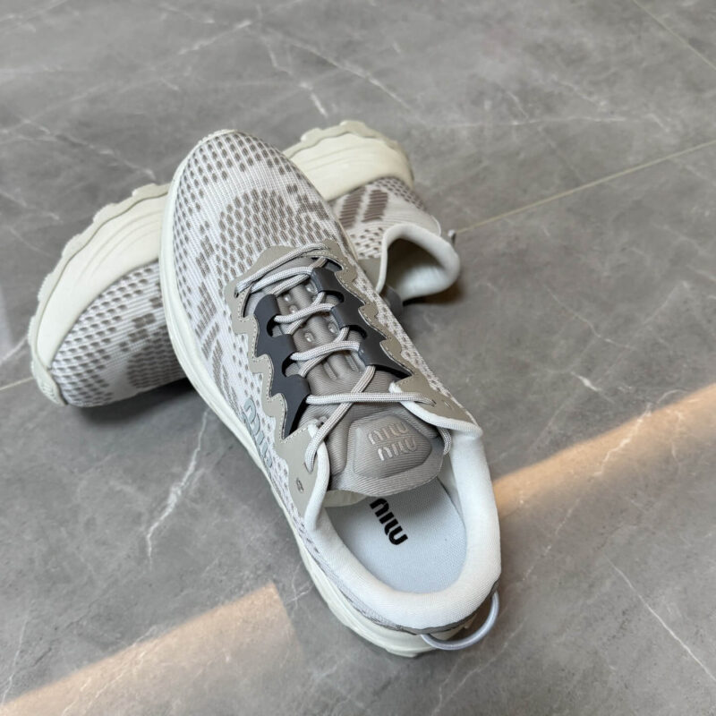 Miu Miu Grey Technical-mesh Sneakers - Image 3