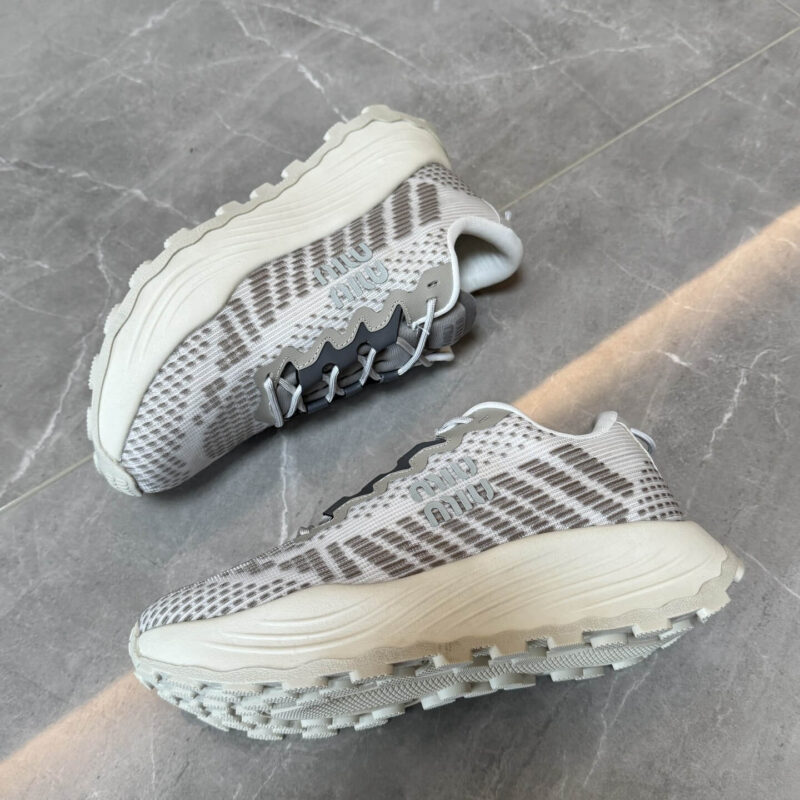 Miu Miu Grey Technical-mesh Sneakers - Image 4