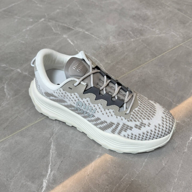Miu Miu Grey Technical-mesh Sneakers - Image 7
