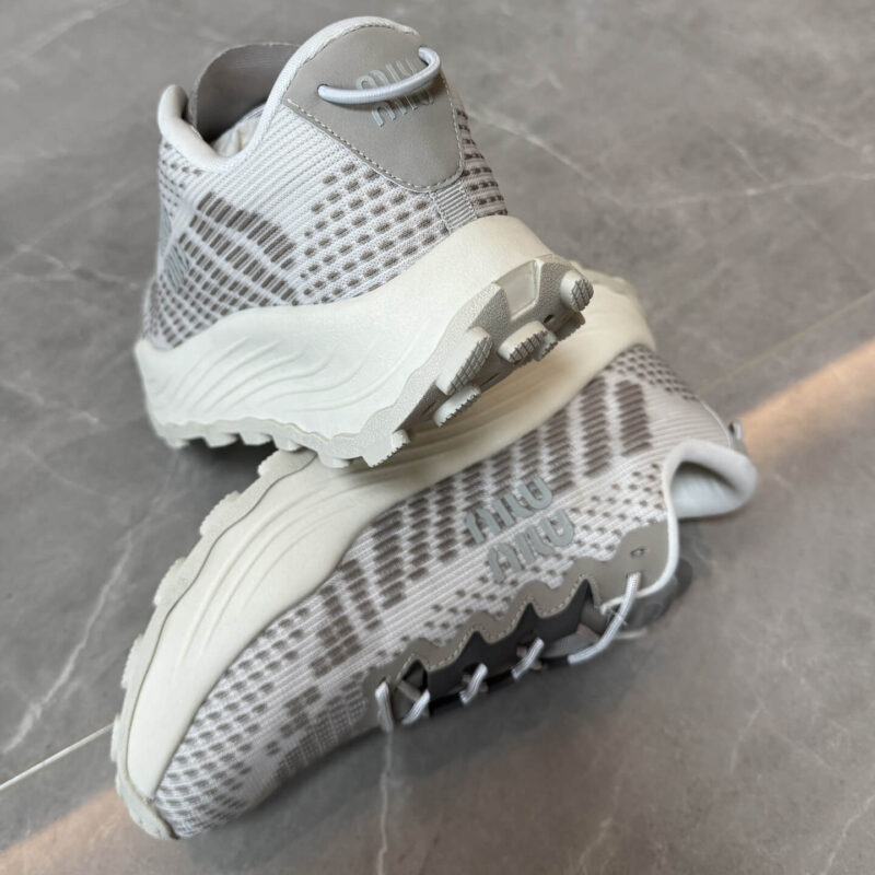 Miu Miu Grey Technical-mesh Sneakers - Image 8