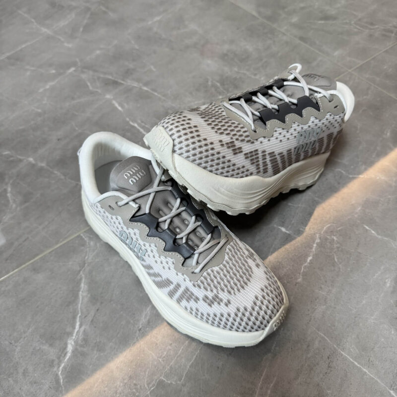 Miu Miu Grey Technical-mesh Sneakers - Image 9